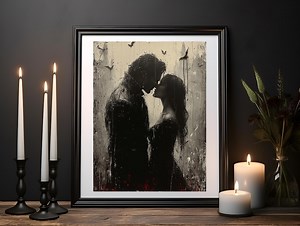 A Gothic Rendezvous, Dark Romance, Gothic Valentines, Gothic Gift, Dark Home Decor, Gothic Wall Art, Art Print, Vampire Poster, Gothic Art - Etsy