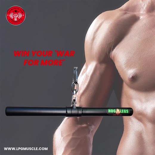 Win the War for More with this Straight Bar Cable attachment! Arm yourself with a HAM HOCK FAT bar for workout. Cause it fills the fists & signals body to recruit more muscle for Weight Stack Attacks! End Result? You crush the resistance on Curl Bar Workouts & exercises with a Tricep Bar and gain the arms to prove it! Order here: https://lpgmuscle.com/products/hog-legs-revolution-fat-straight-bar-cable-attachment-triceps-bar | LPGmuscle.com