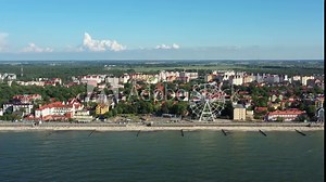 Zelenogradsk embankment for promenade. Kaliningrad region. Aerial drone view