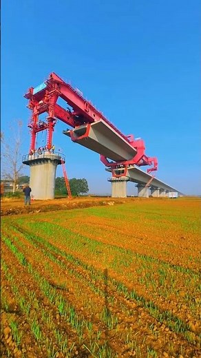 How Massive Bridge Beams Are Installed | The Amazing Process of Bridge Construction | #shorts