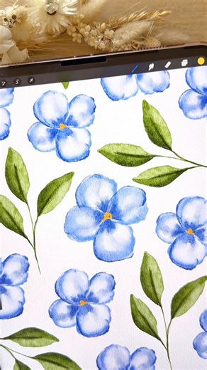 how to draw an easy flower on procreate digital watercolor #art #digitalart #procreate #flowers