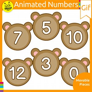 Bear Numbers Clip Art - Zoo Animals - GIFs Movable Pieces