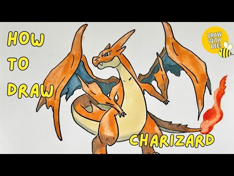 How to draw Charizard - Pokemon easy draw 🔥‪@DrawwithBee‬