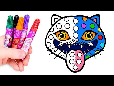 Draw and Color DERPY Pop It 💙🐯 KPOP Huntrix 🎵 Videos for Kids