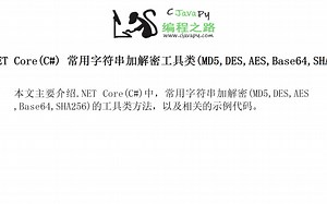 .NET Core(C#) 常用字符串加解密工具类(MD5,DES,AES,Base64,SHA256)