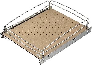 Rev-A-Shelf Pull Out Kitchen Cabinet Storage Organizer with Solid Bottom and Undermount Soft-Close Full Extension Slides, 54BK-15SC-1