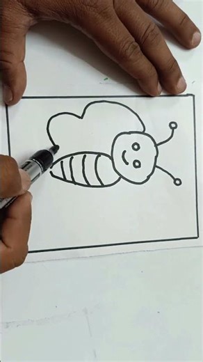 How to Draw a Cute Bee 🐝 Easy Bee Drawing for Kids Step by Step ! #shorts #trending #viral