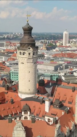 Drone flight over Leipzig: German city of culture and history