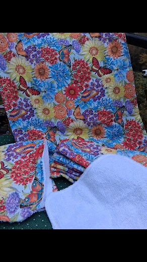 Mom made wipes and hand towels non terry cloth. They turned out really cute and different then the usual to find. #handmade #CraftyCreations #handtowels #unpapertowels | Khalilia Creations