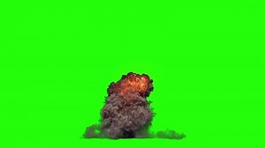 Download Green Screen Explosion. Large Fire Explosion With Smoke, Green Background. for free