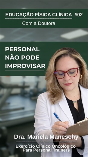 Dra. Mariela Maneschy | Educação Física Oncológica on Instagram: "PERSONAL NÃO PODE IMPROVISAR! Se você ainda monta treino no “feeling”, sem avaliação, sem protocolo e sem método, isso não é prescrição. É chute. E quando a gente fala de saúde, principalmente de pessoas diagnosticadas com câncer, chute vira risco clínico. Prescrição séria exige: ✅ evidência científica ✅ avaliação bem estruturada ✅ respeito a protocolos e limites clínicos Não basta baixar artigo no PubMed, SciELO ou usar DECS/MESH
