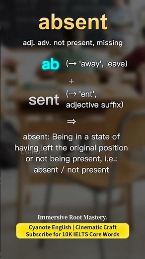 Absent: US/UK Accent, Root Analysis & Meaning #cyanote #shorts