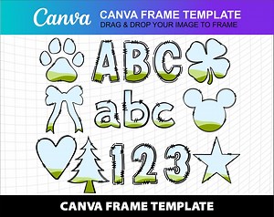 Canva Doodle Blank Letters Alphabet Shape Template Transparent Font Design Photo Collage Frame Fill Editable Printable Download Digital File - Etsy
