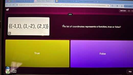 The list of coordinates represents a function, true or false?  ... | Filo