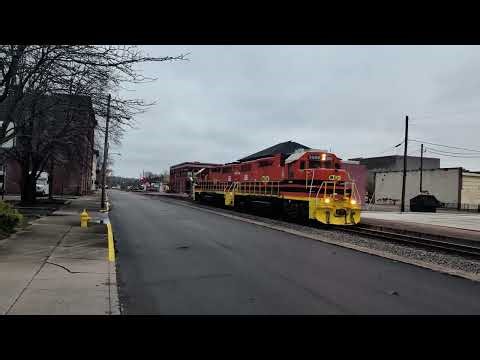 A pair of GP38-2 locomotives heading West.