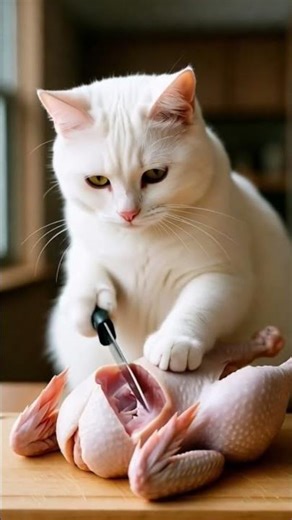 #cartoon #cat #eating chiken#cute cat