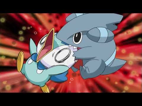 Pokemon Diamond and Pearl Piplup crying when Gible attacks