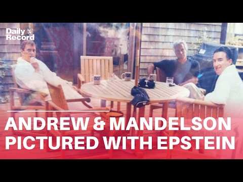 Andrew and Lord Mandelson pictured in bathrobes with Jeffrey Epstein