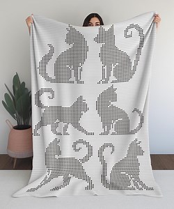 Playful Six Cats Filet Crochet Pattern Cat Silhouette Blanket PDF Graph - Etsy