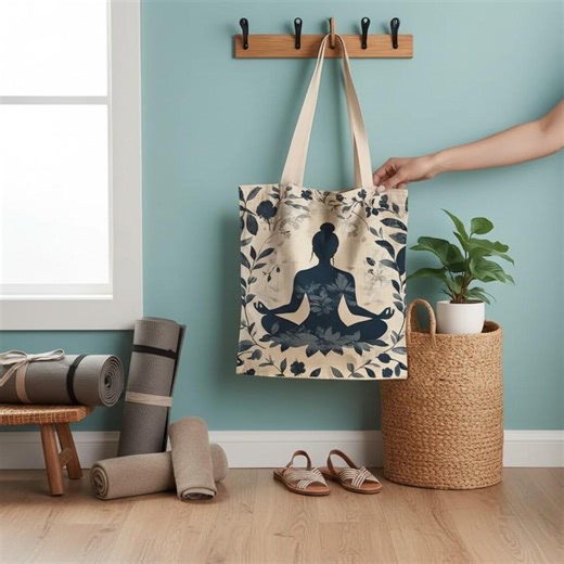 Yoga Meditation Tote Bag, Reusable Practical Everyday Boho Tote Bag, Zen Polyester Bag, Gift for Yogini, Wellness Lifestyle Accessory - Etsy