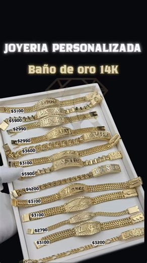 Joyería Personalizada | Joyería on Instagram: "💎 Personaliza tu estilo con joyería en baño de oro 14K Esclavas con diseño elegante y grabado a tu gusto: nombre, apellido o palabra con significado ✔️ Alta calidad ✔️ Modelos modernos y clásicos 📦 Envíos a todo México y USA 📩 Mándanos DM y crea la tuya hoy #JoyeriaPersonalizada #BañoDeOro14K #EsclavasDeOro #RegalosConEstilo #joyeriapremium"