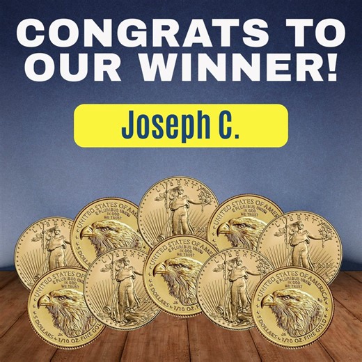 🎉 We Have a Winner 🎉 Our 10 1/10 oz Gold Eagle giveaway is officially complete. Congratulations to the winner! Thank you to everyone who participated. More Monument Metals giveaways coming soon! | Monument Metals