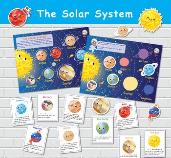 Solar System Printable Activity, Outer Space Study, Planets Flashcards