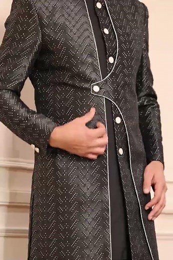 Elegant Black Indo-Western Sherwani for Men | Modern Wedding & Party Wear 2026 #andaazfashion