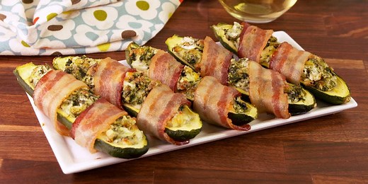Bacon Wrapped Stuffed Zucchini