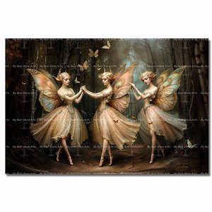 Dancing Fairies Art Print - Fantasy Picture, Gothic Fae Poster, Whimsical Wall Decor, Pixie Sisters, Folklore Fairy, Moody Cottagecore - Etsy