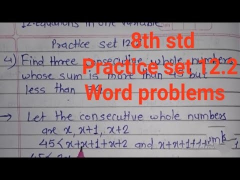 8th std practice set 12.2 maths maharashtra state board word problems equations in one variable