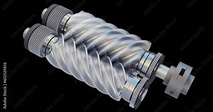 A rotary-screw compressor lobes that use a rotary-type positive-displacement mechanism. This video illustrates how two very closely meshing spiral rotors move to compress the gas.