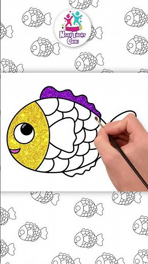 Hướng vẽ con cá đơn giản | How To Draw Glitter Fish Easy | Vẽ con cá |Nghệ thuật Chiki | #shorts #vẽ