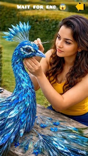 She Made a Peacock from Leaves 😱🦚 | Satisfying Art #Shorts