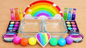 Pastel Rainbow - Mixing Makeup and Eyeshadow into Slime ASMR #asmr | Lena Slime and Makeup ASMR
