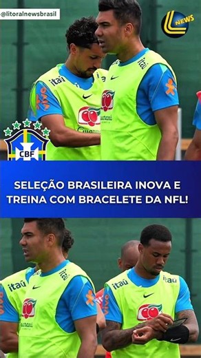 #braziliannationalteam innovates and trains with NFL wristbands! 🇧🇷