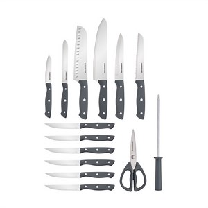 Farberware 15-Piece Triple Rivet White Wash Knife Block Set