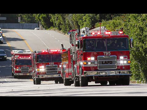 LAFD Truck 95, Engine 95, & Squad 95 Responding