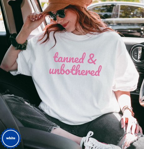 Summer Graphic Tee | Tanned and Unbothered Beach Shirt, Trendy Vacation Aesthetic Oversized T Shirt - Etsy