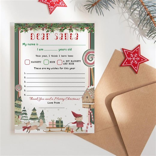 Santa Letter Printable, Letter to Santa Claus Editable Template, Christmas Gifts Wish List Letters for Toddler Boy Girl, Corjl Download P191 - Etsy