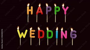 happy wedding candles animation footage, cake candles