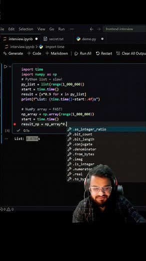 Why NumPy array is preferred in Machine Learning over normal list? #python #coding #pythoninterview