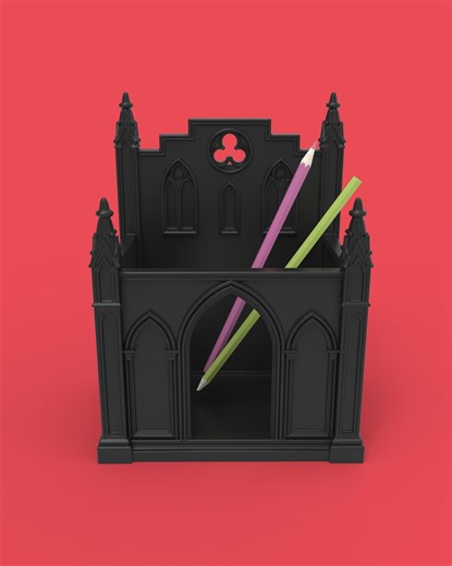 Gothic Cathedral Desk Organizer STL , Dark Academia Pencil Holder (digital Download) - Etsy