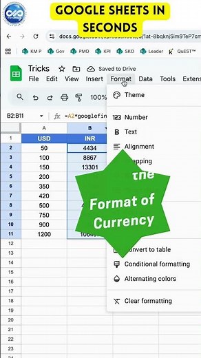 Quick USD to INR Conversion in Google Sheets | GOOGLEFINANCE Function