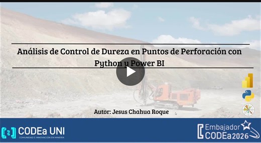 #embajadorescodea #analíticaminera #pythonparaminería #codeauni #mineríadigital | Jesús David Chahua Roque