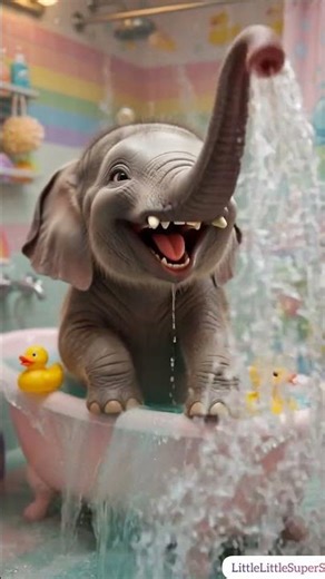 Baby Elephant Takes Bath and Splashes Water 🚿🐘 | Funniest Animal Moments #Shorts