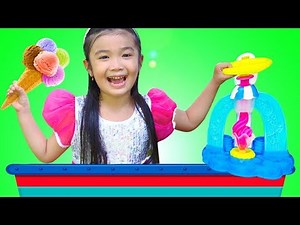 Hana Pretend Play w/ PLAY DOH Ice Cream Toy Shop