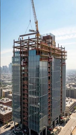 INSANE Skyscraper Construction in Downtown Chicago 🇺🇸 | Massive Crane Lifting Steel at 40+ Floors!