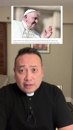 Is the Holy Father changing the churches position on same-sex relationships? No. The document highlighted that in no way can there be a resemblance of sacramental marriage. Priests are encouraged to offer blessings for all people, especially those living in sin. As a priest, we must pray that God will bless people on their journey to Christ’s love and that they will be freed from their sinfulness, whatever that sin may be. #vaticannews #samesexwedding #catholic #popefrancis