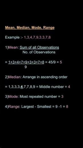 How to find mean, median, mode and range in an easy way #maths
